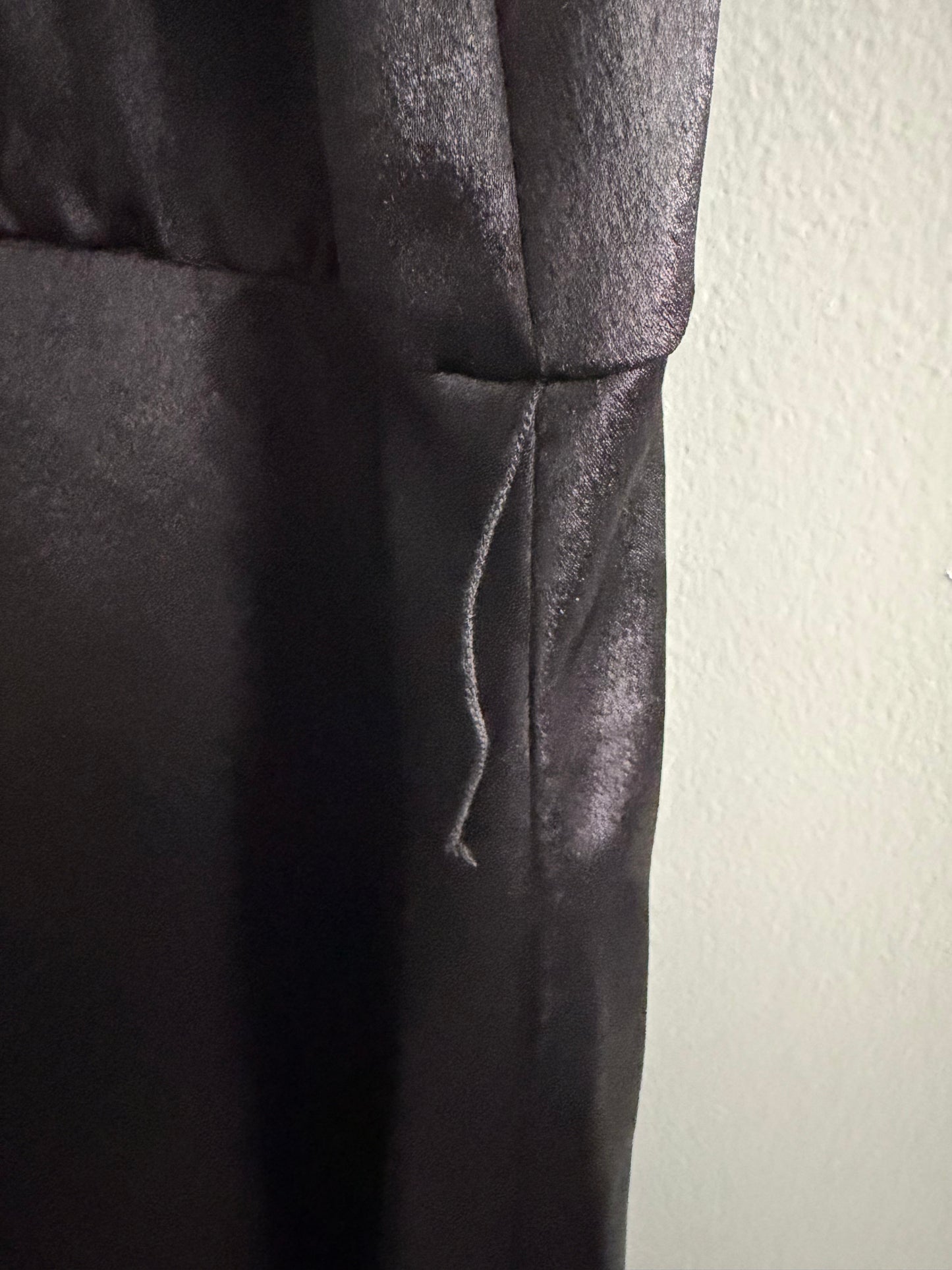 Taylor Dress Satin Sleeveless Midi Dress In Black With a High-Low Hem