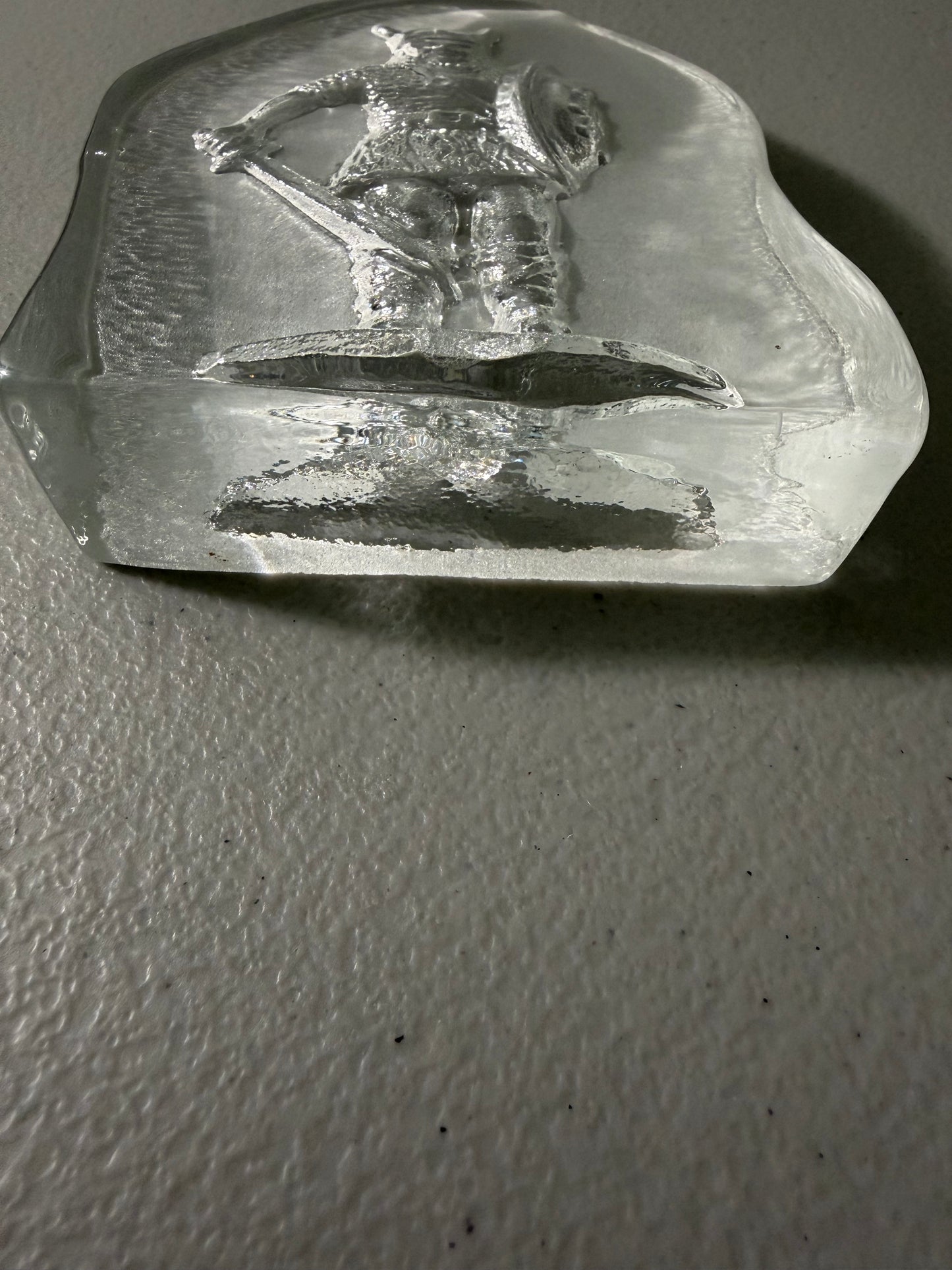 Vintage Bergdala Swedish Crystal Viking Paperweight