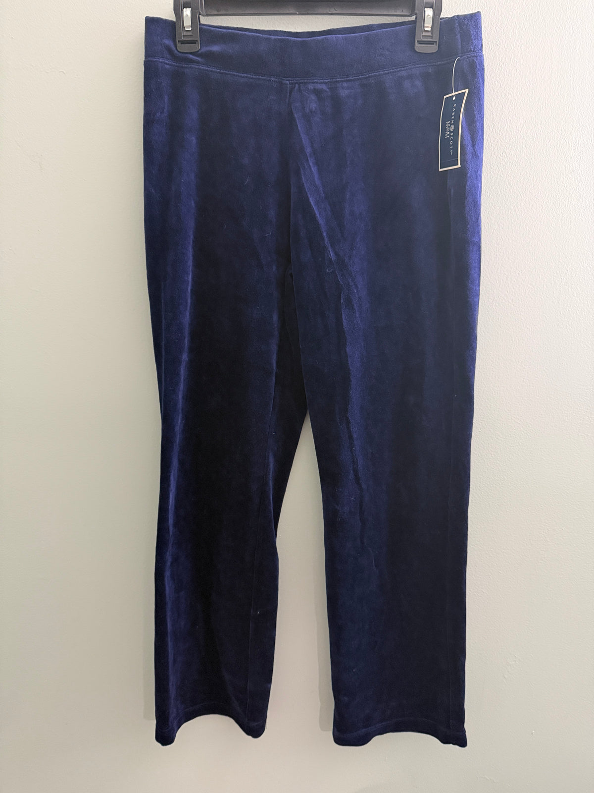 Karen Scott Velour Straight Leg Lounge Pants Royal Blue Petite Size PM