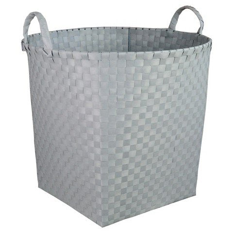 Woven Plastic Floor Basket, Decorative Basket Gray -Pillowfort