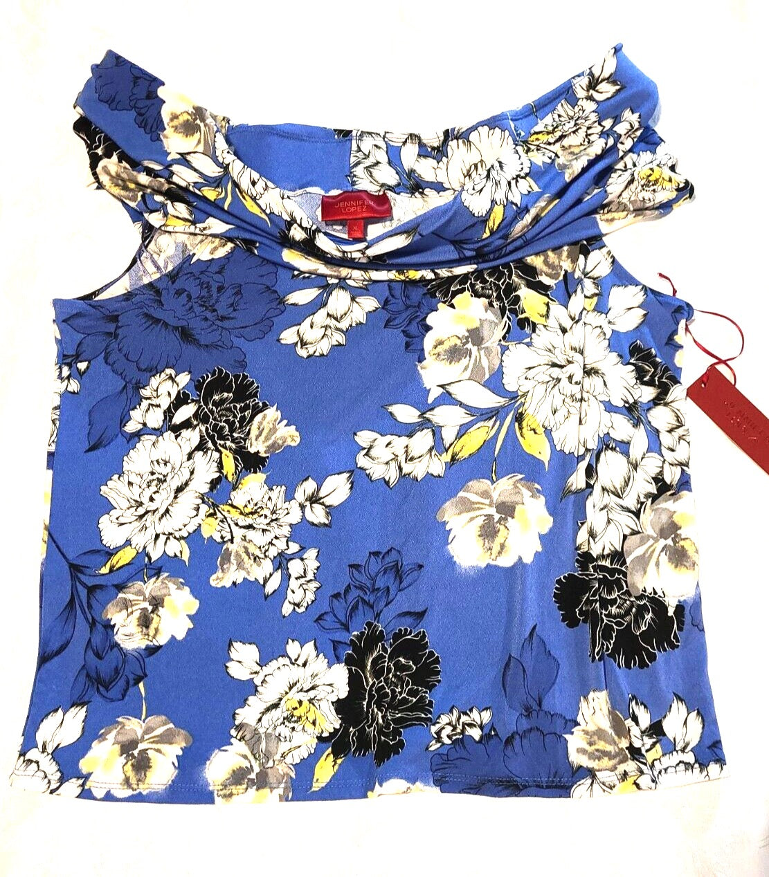 Jennifer Lopez Floral Off Shoulder Blouse Blue and White Top JLO- XL