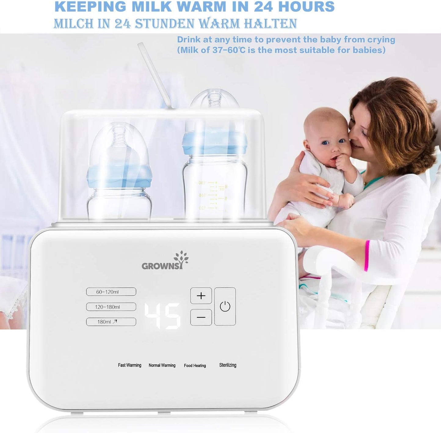 Baby Bottle Warmer Grownsy With Defrost, Sterilizing and Food Heating