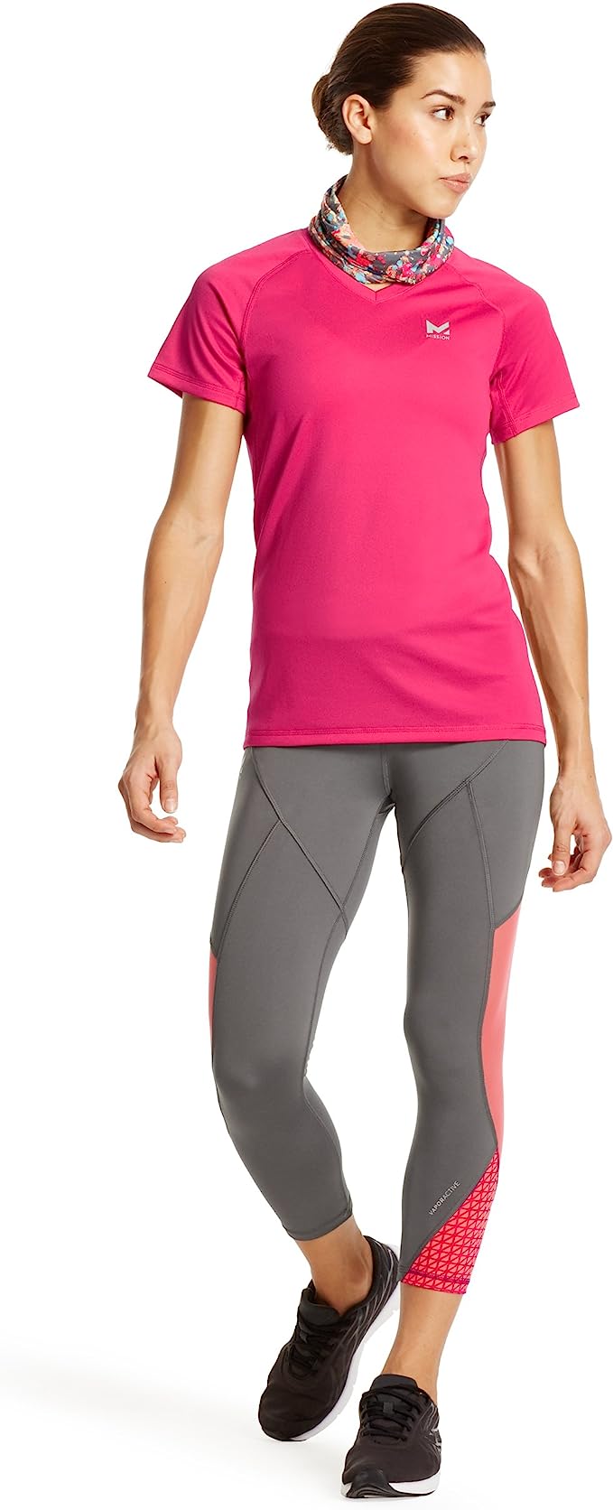Mission Women's Vapor Active Alpha Short Sleeve V-Neck T-Shirt In Pink