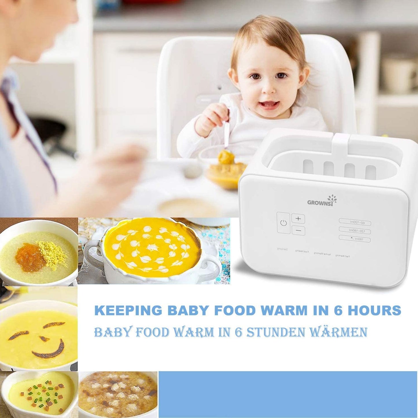 Baby Bottle Warmer Grownsy With Defrost, Sterilizing and Food Heating