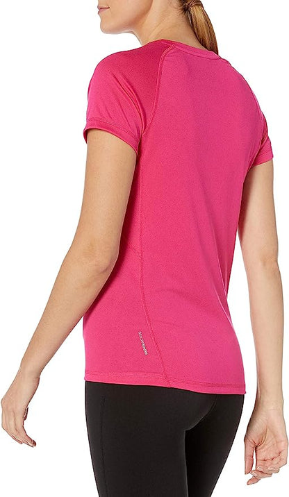 Mission Women's Vapor Active Alpha Short Sleeve V-Neck T-Shirt In Pink