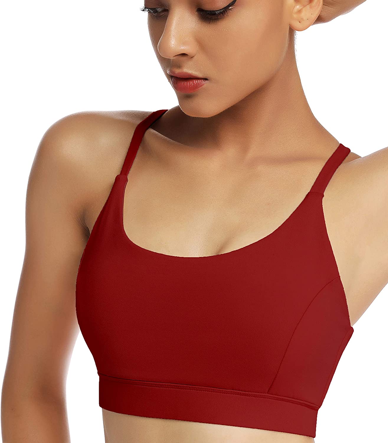 Running Girl Strappy Sports Bra for Women Open Back Yoga Bra-Large