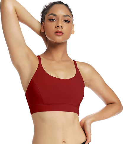Running Girl Strappy Sports Bra for Women Open Back Yoga Bra-Large