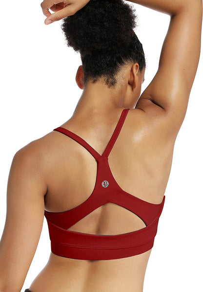 Running Girl Strappy Sports Bra for Women Open Back Yoga Bra-Large