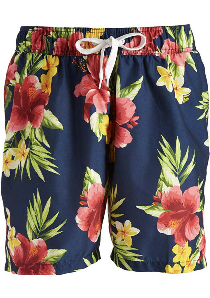 Kanu Surf Men's Board Shorts Floral Blue Beach Trunks Size Small