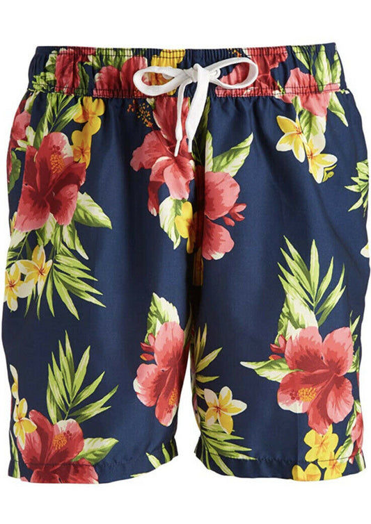 Kanu Surf Men's Board Shorts Floral Blue Beach Trunks Size Small