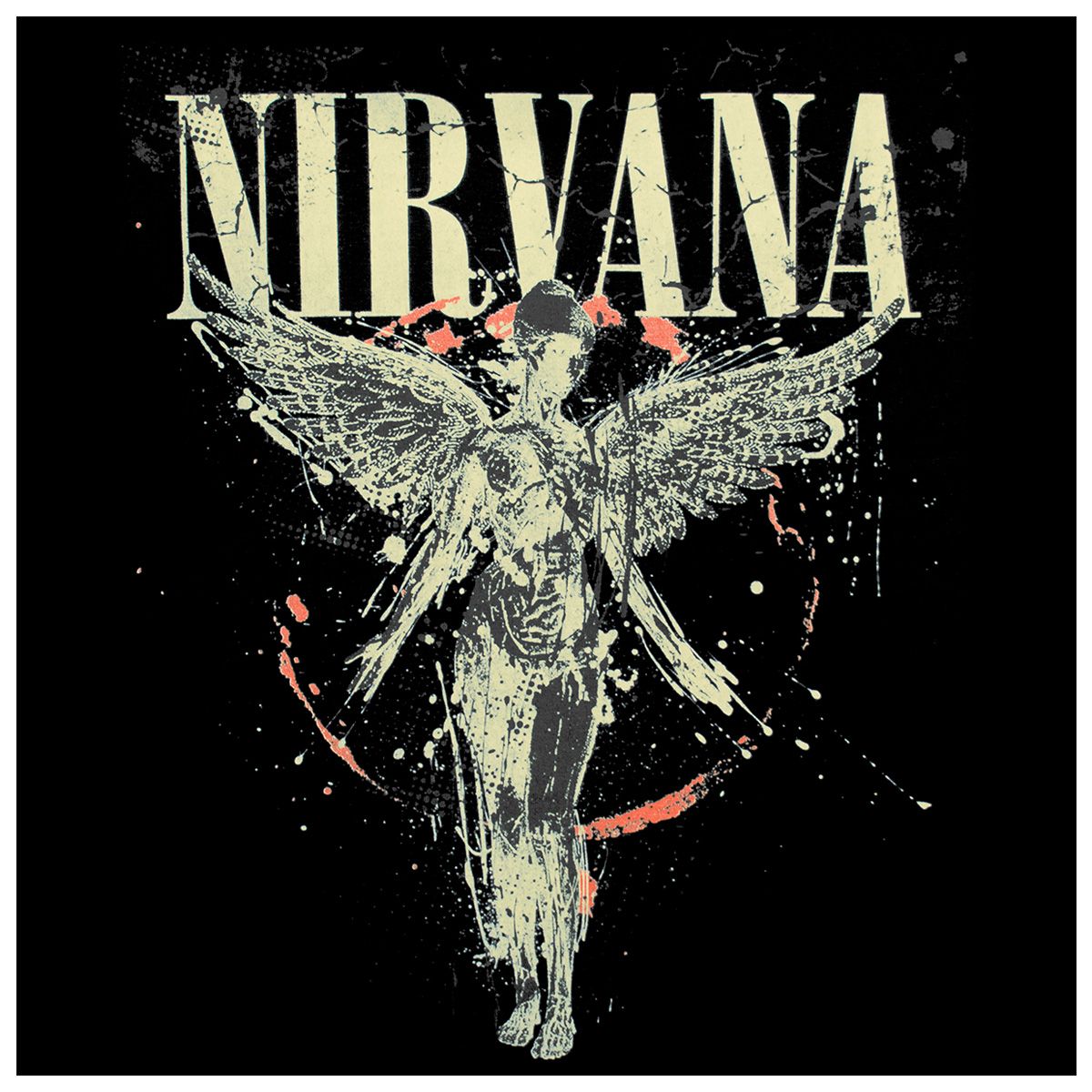 Nirvana In Utero Angel Splatter T-Shirt Men's Black-2XL
