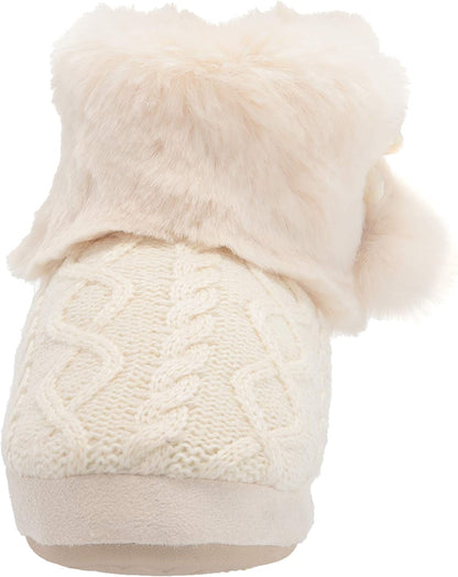 Women's Fuzzy Ankle Bootie Slippers Knitted House Shoes Indoor Outdoor