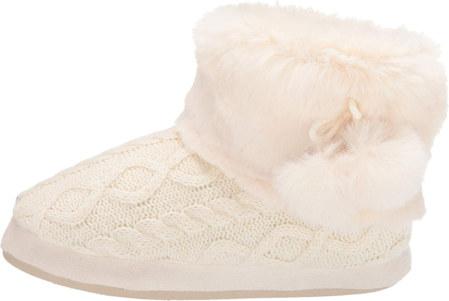 Women's Fuzzy Ankle Bootie Slippers Knitted House Shoes Indoor Outdoor