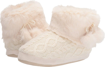 Women's Fuzzy Ankle Bootie Slippers Knitted House Shoes Indoor Outdoor