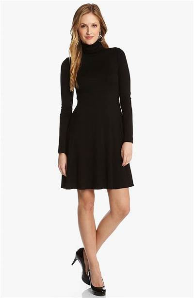 Karen Kane Turtleneck Sweater Dress Long Sleeve Black - Medium