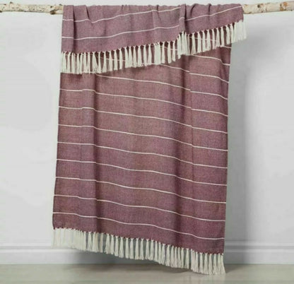 Opal House Woven Acrylic Stripe Throw Blanket With Fringe Tassels