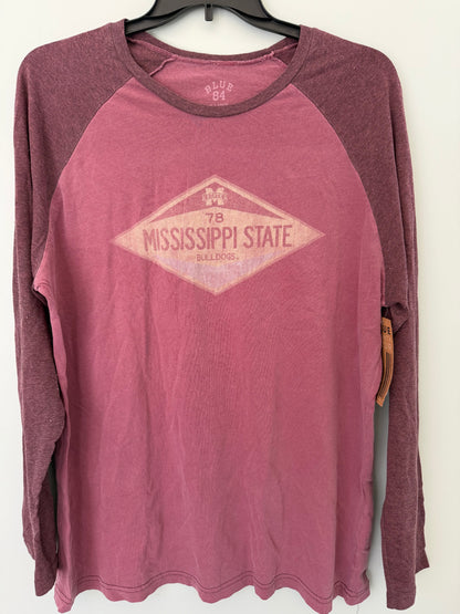 NCAA Mississippi State BullDogs Ring Spun Long Sleeve Raglan Tee
