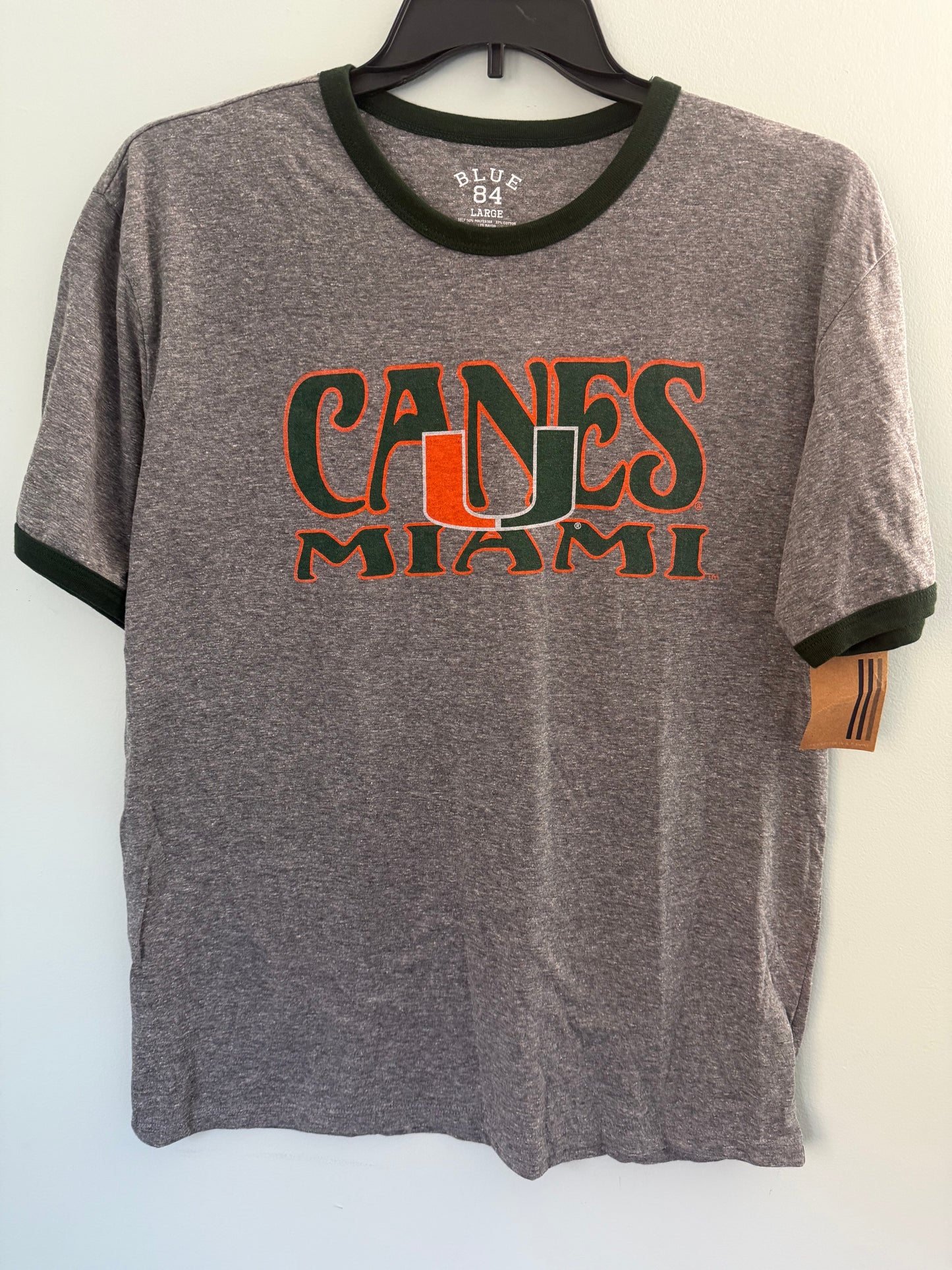 Miami Hurricanes Heather Gray Retro Fun Blue 84 Men's T-Shirt