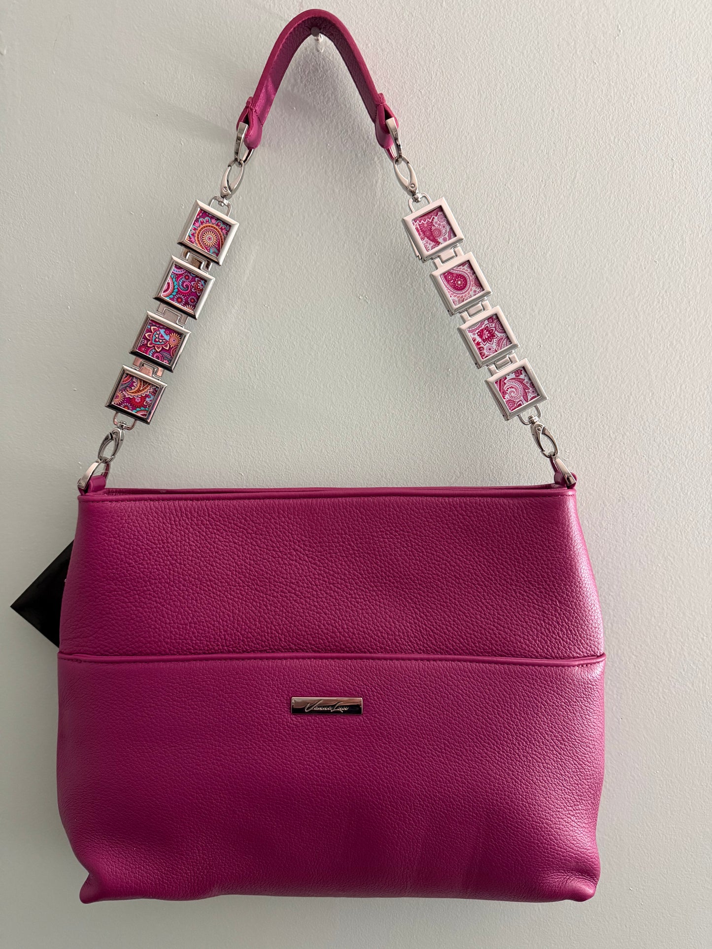 Genuine Leather Crossbody Tote Handbag With Removable Lockets Strap