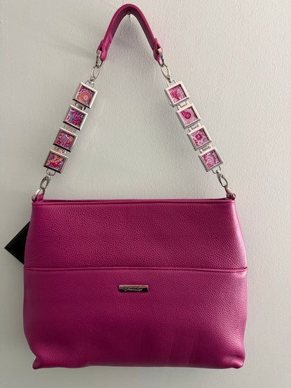 Genuine Leather Crossbody Tote Handbag With Removable Lockets Strap