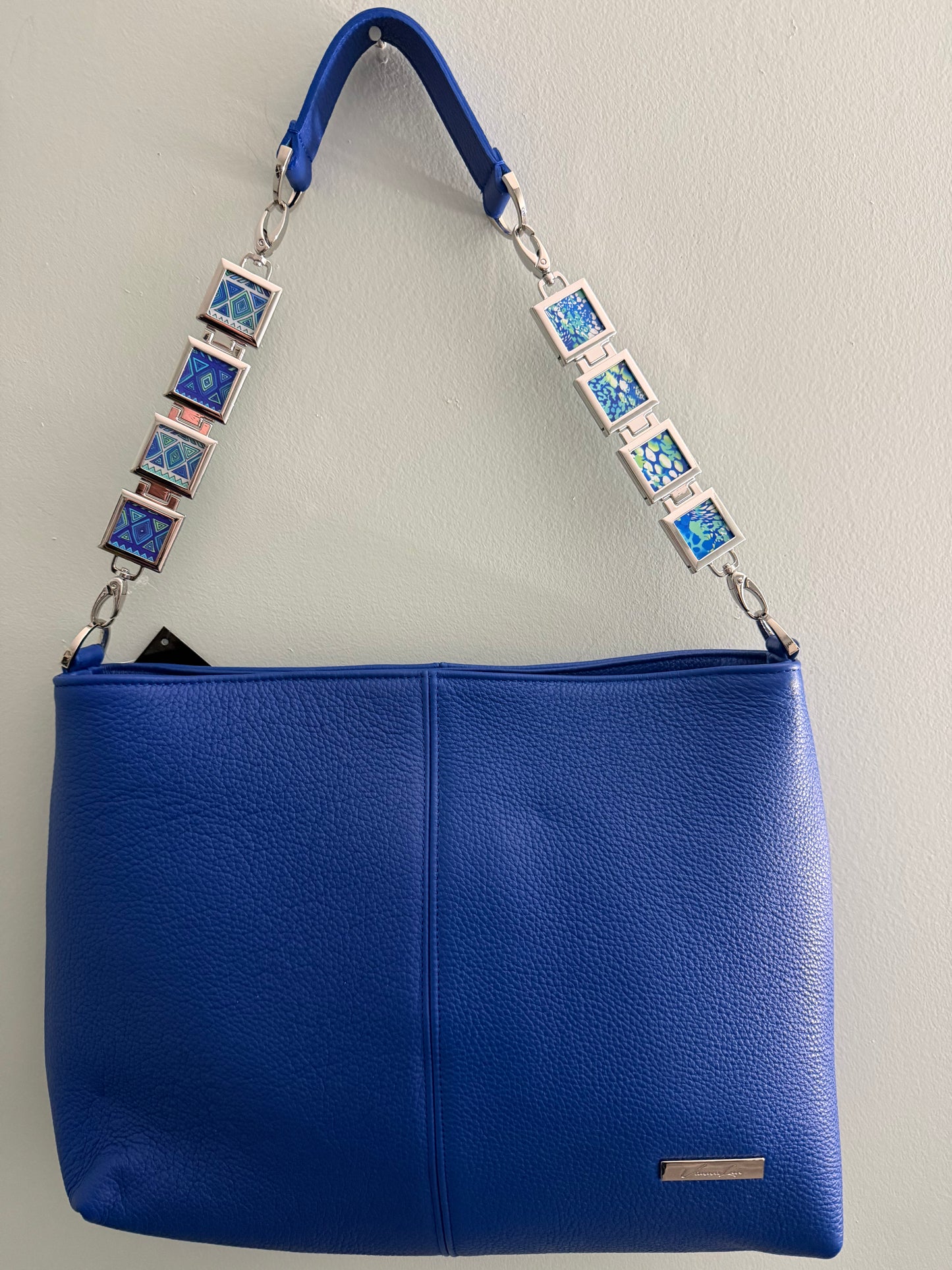 Vertical Stitch Leather Crossbody Handbag Removable Strap and Lockets