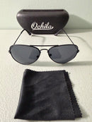Unisex Pilot Sunglasses Aviator UV400 Mirrored Black Lens Metal Frame