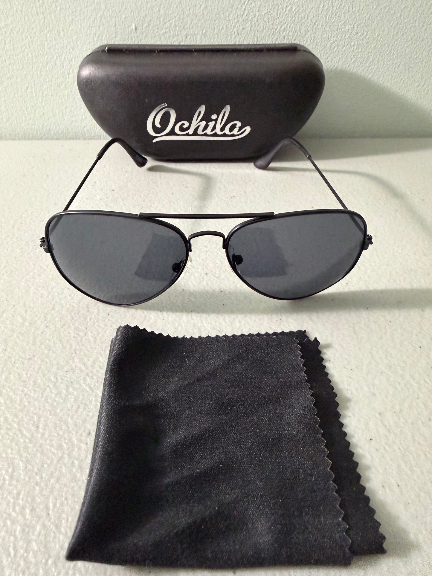 Unisex Pilot Sunglasses Aviator UV400 Mirrored Black Lens Metal Frame