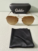 Unisex Pilot Sunglasses Aviator UV400 Mirrored Brown Lens Gold Frame