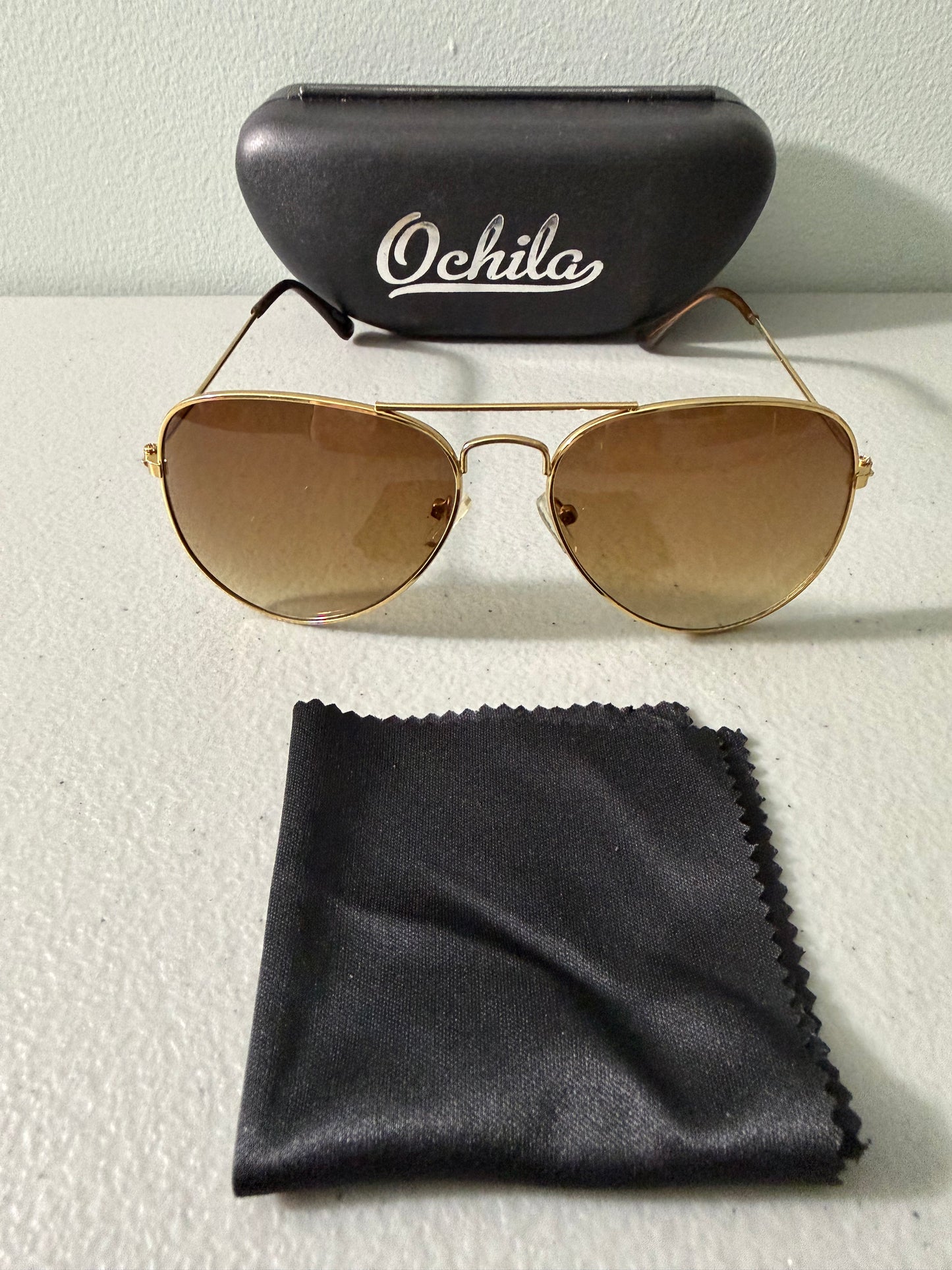 Unisex Pilot Sunglasses Aviator UV400 Mirrored Brown Lens Gold Frame