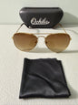 Unisex Pilot Sunglasses Aviator UV400 Mirrored Brown Lens Gold Frame