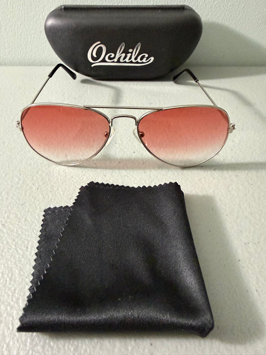 Unisex Pilot Sunglasses Aviator UV400 Mirrored Pink Lens Metal Frame