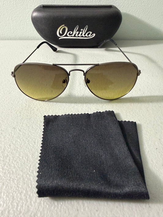Unisex Pilot Sunglasses Aviator UV400 Mirrored Brown Lens Metal
