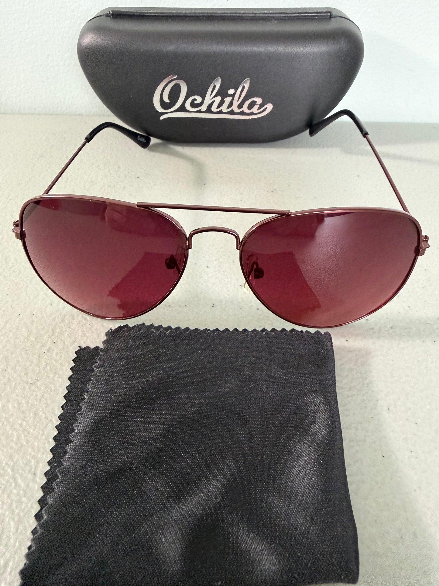 Unisex Pilot Sunglasses Aviator UV400 Mirrored Red Lens Metal Frame