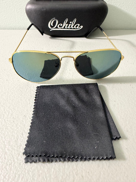 Unisex Pilot Sunglasses Aviator UV400 Mirrored Green Gradient Lens
