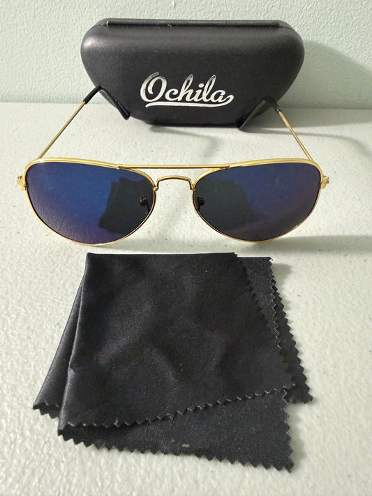 Unisex Pilot Sunglasses Aviator UV400 Mirrored Dark Blue Lens Metal