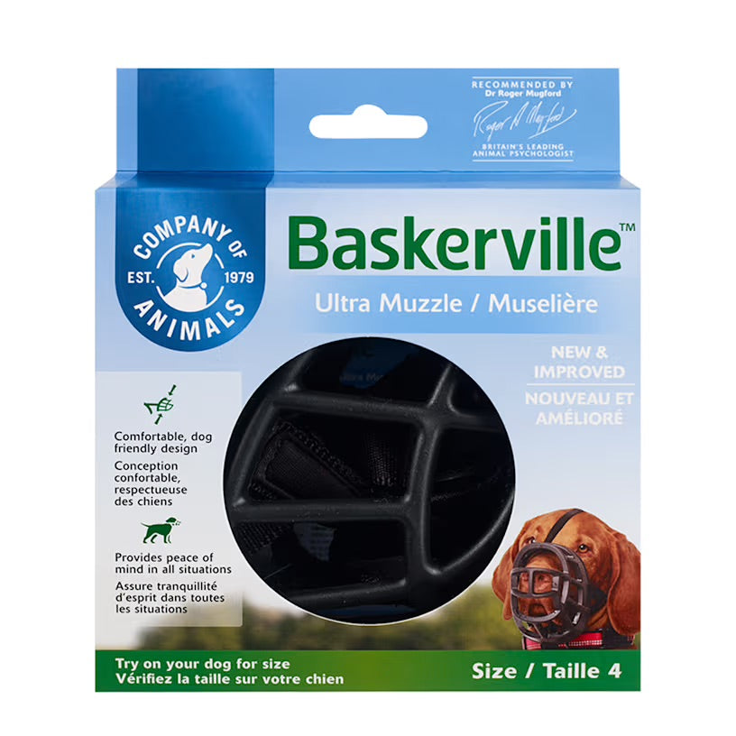 Baskerville Ultra Black Muzzle for Dogs, Size 4 Medium Dogs
