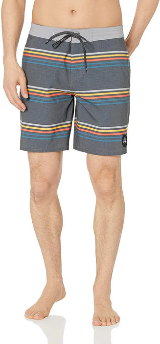Quiksilver Men's Beach Shorts Stripes Gray Trunks Size 38, 18"Inch