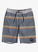 Quiksilver Men's Beach Shorts Stripes Gray Trunks Size 38, 18"Inch
