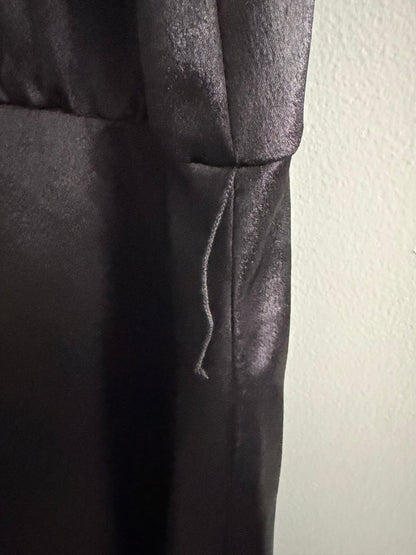 Taylor Dress Satin Sleeveless Midi Dress In Black With a High-Low Hem