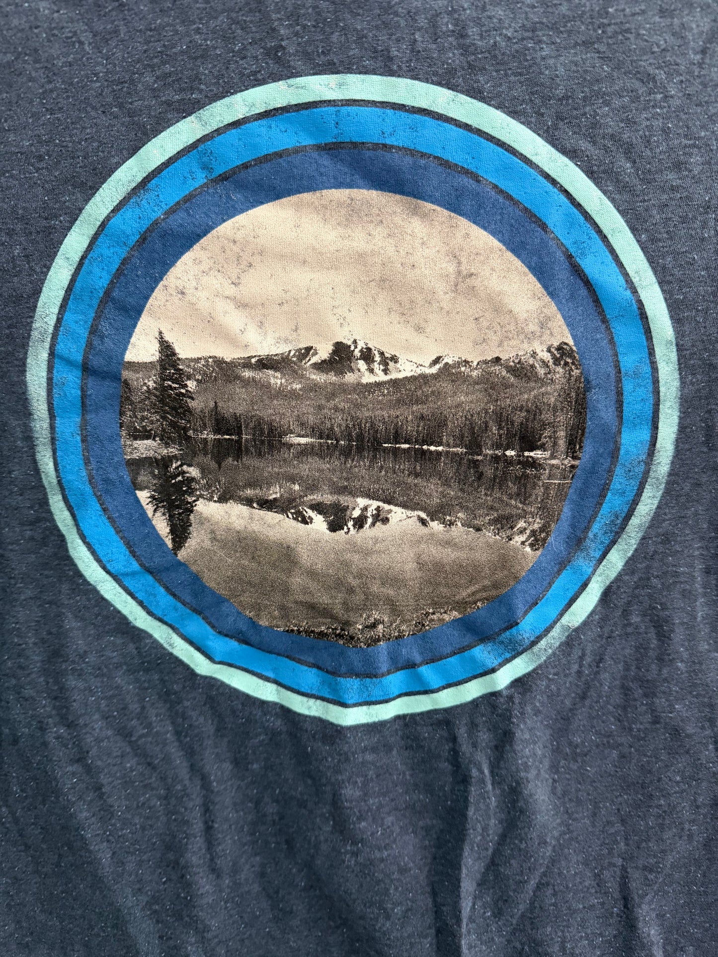 Mountain And Lake Water Front View Graphic Tee- Men's