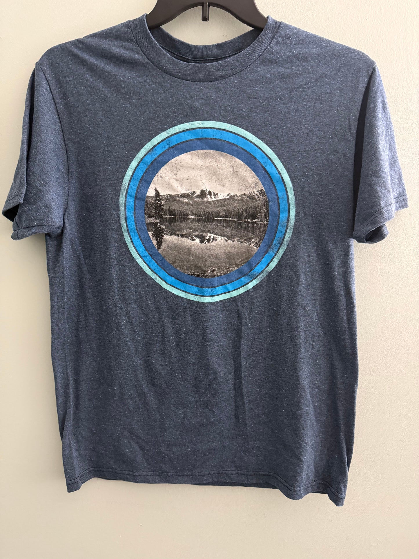 Mountain And Lake Water Front View Graphic Tee- Men's