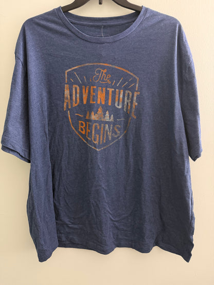 The Adventure Begins Forest Tree Nature Hiking Rustic Design T-Shirt