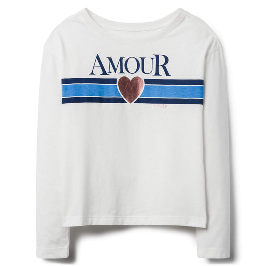 Crazy 8 Girls Long Sleeve "Amour" Graphic T-Shirt With Sequins.