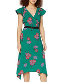 Find Midi Floral Wrap Dress With Tailored Waistband, Asymmetric Hem
