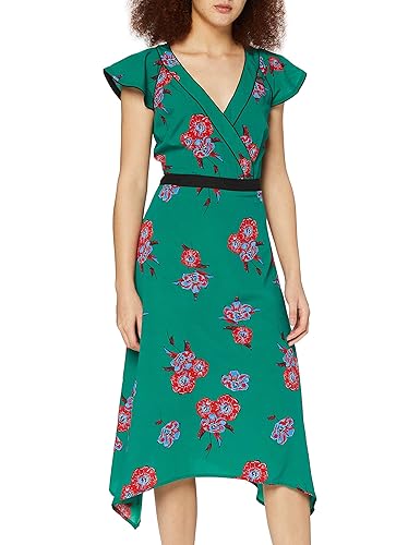 Find Midi Floral Wrap Dress With Tailored Waistband, Asymmetric Hem