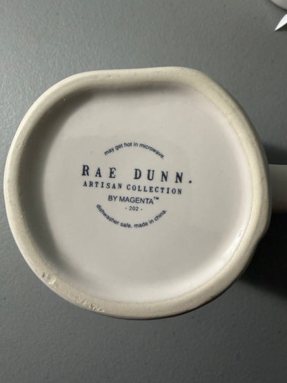 Rae Dunn "America" Coffee, Tea Ceramic Mug White with Blue Lettering