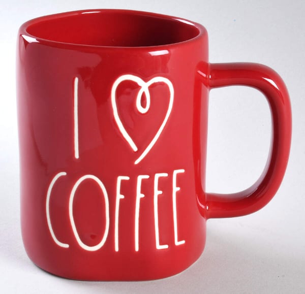 Rae Dunn I Love Coffee Red Coffee, Tea Mug Farmhouse Style