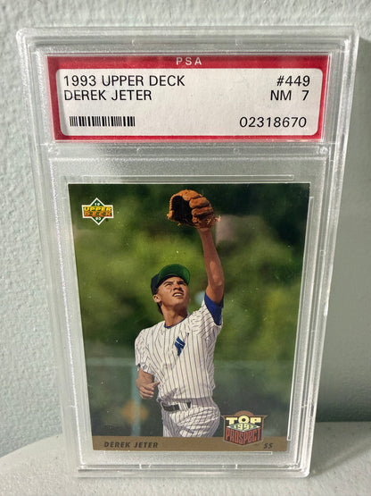 1993 Upper Deck DEREK JETER Top Prospect RC Rookie #449 PSA NM 7 HOF
