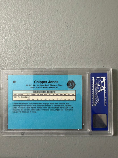 1990 Classic #1 Draft Picks Chipper Jones RC Baseball Card PSA 9 Mint