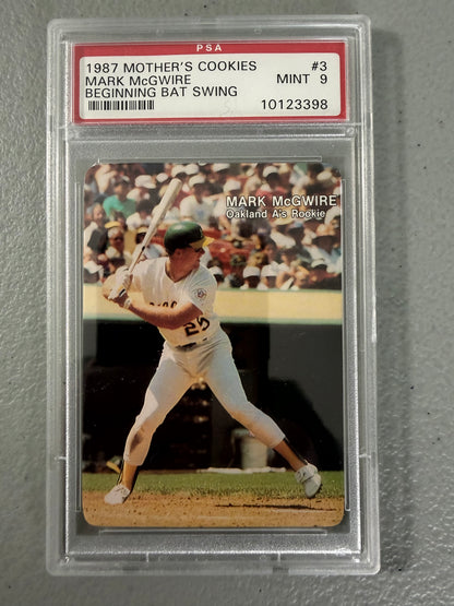 1987 Mark McGwire Mother's Cookies RC PSA 9 Mint Beginning Bat Swing